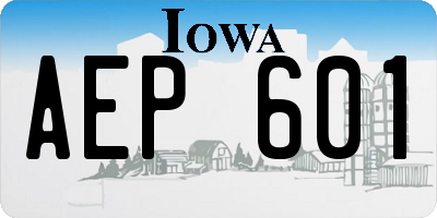 IA license plate AEP601