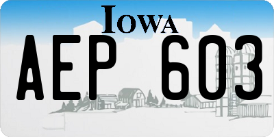 IA license plate AEP603