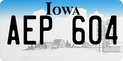 IA license plate AEP604