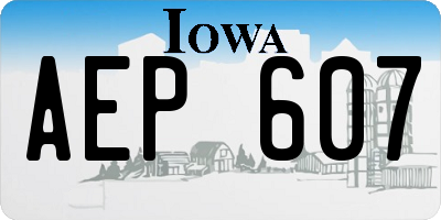IA license plate AEP607