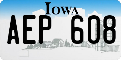 IA license plate AEP608