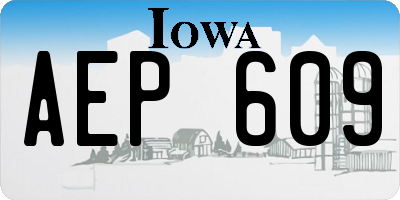 IA license plate AEP609