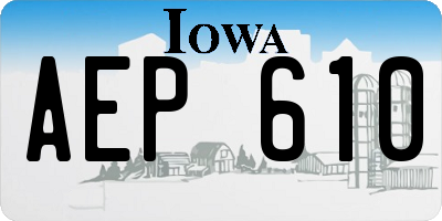 IA license plate AEP610