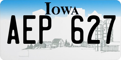 IA license plate AEP627