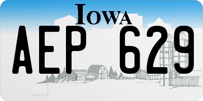 IA license plate AEP629