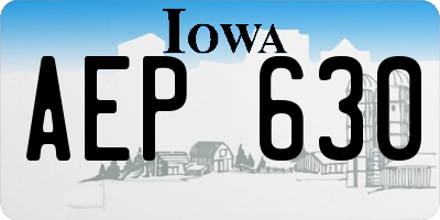 IA license plate AEP630