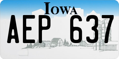 IA license plate AEP637
