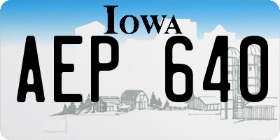 IA license plate AEP640