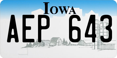 IA license plate AEP643