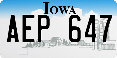 IA license plate AEP647