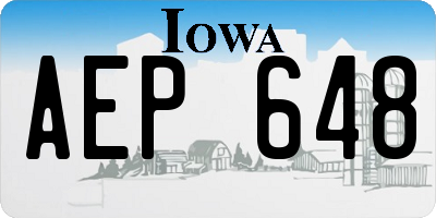 IA license plate AEP648