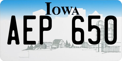 IA license plate AEP650