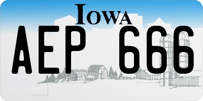 IA license plate AEP666