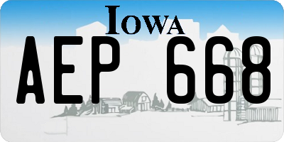 IA license plate AEP668