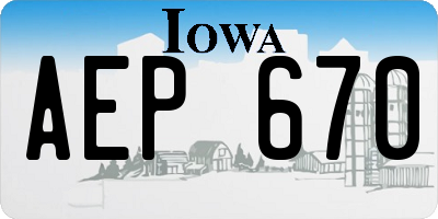 IA license plate AEP670