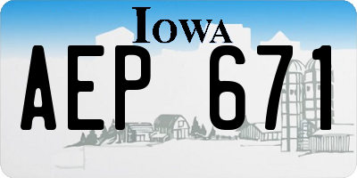IA license plate AEP671