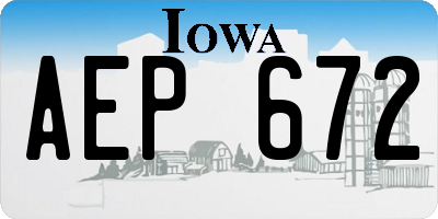 IA license plate AEP672