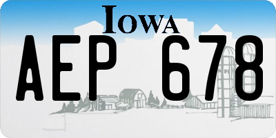 IA license plate AEP678