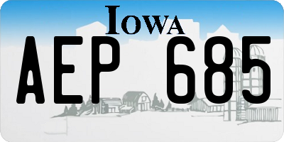 IA license plate AEP685