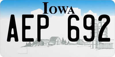 IA license plate AEP692