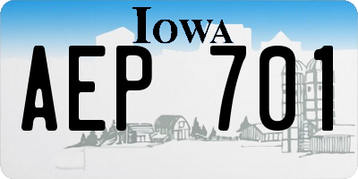 IA license plate AEP701