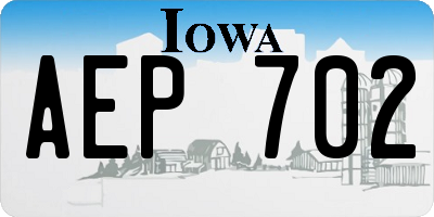 IA license plate AEP702