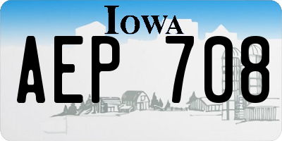 IA license plate AEP708
