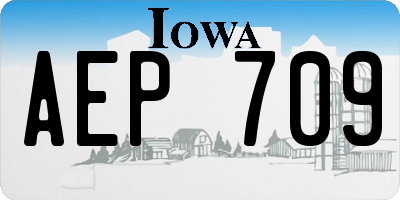 IA license plate AEP709