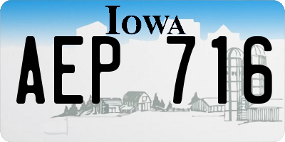 IA license plate AEP716