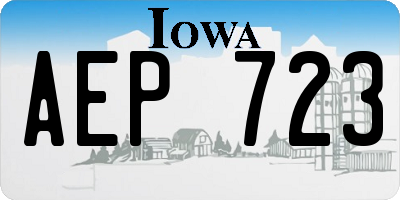 IA license plate AEP723