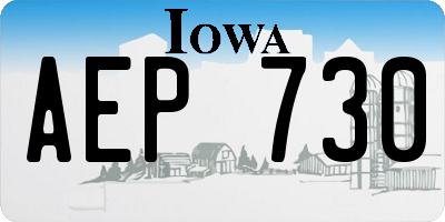 IA license plate AEP730