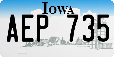 IA license plate AEP735