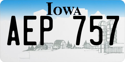 IA license plate AEP757