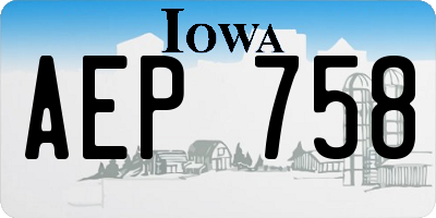 IA license plate AEP758