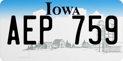 IA license plate AEP759