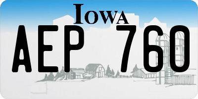 IA license plate AEP760
