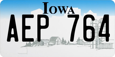 IA license plate AEP764