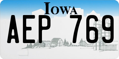 IA license plate AEP769