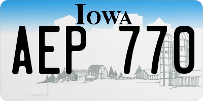 IA license plate AEP770