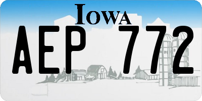 IA license plate AEP772
