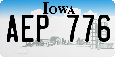 IA license plate AEP776