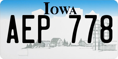 IA license plate AEP778