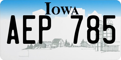 IA license plate AEP785