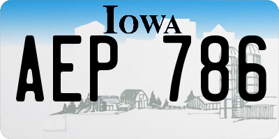 IA license plate AEP786