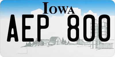 IA license plate AEP800