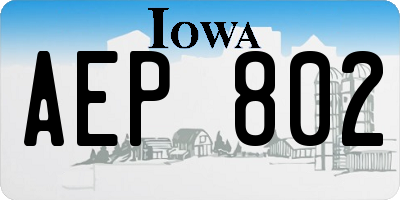 IA license plate AEP802
