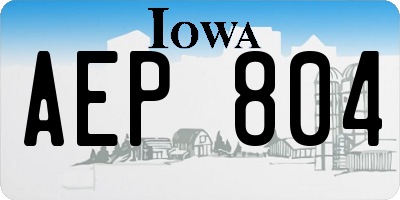 IA license plate AEP804