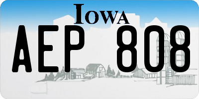 IA license plate AEP808