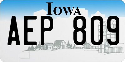 IA license plate AEP809