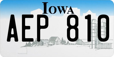 IA license plate AEP810